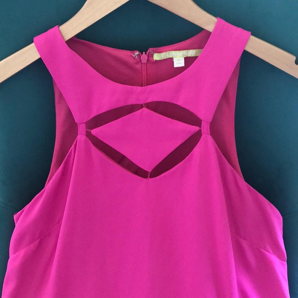 Gianni Bini Barbie Hot Pink Fuchsia Cut Out Mini Dress - Picture 3 of 12